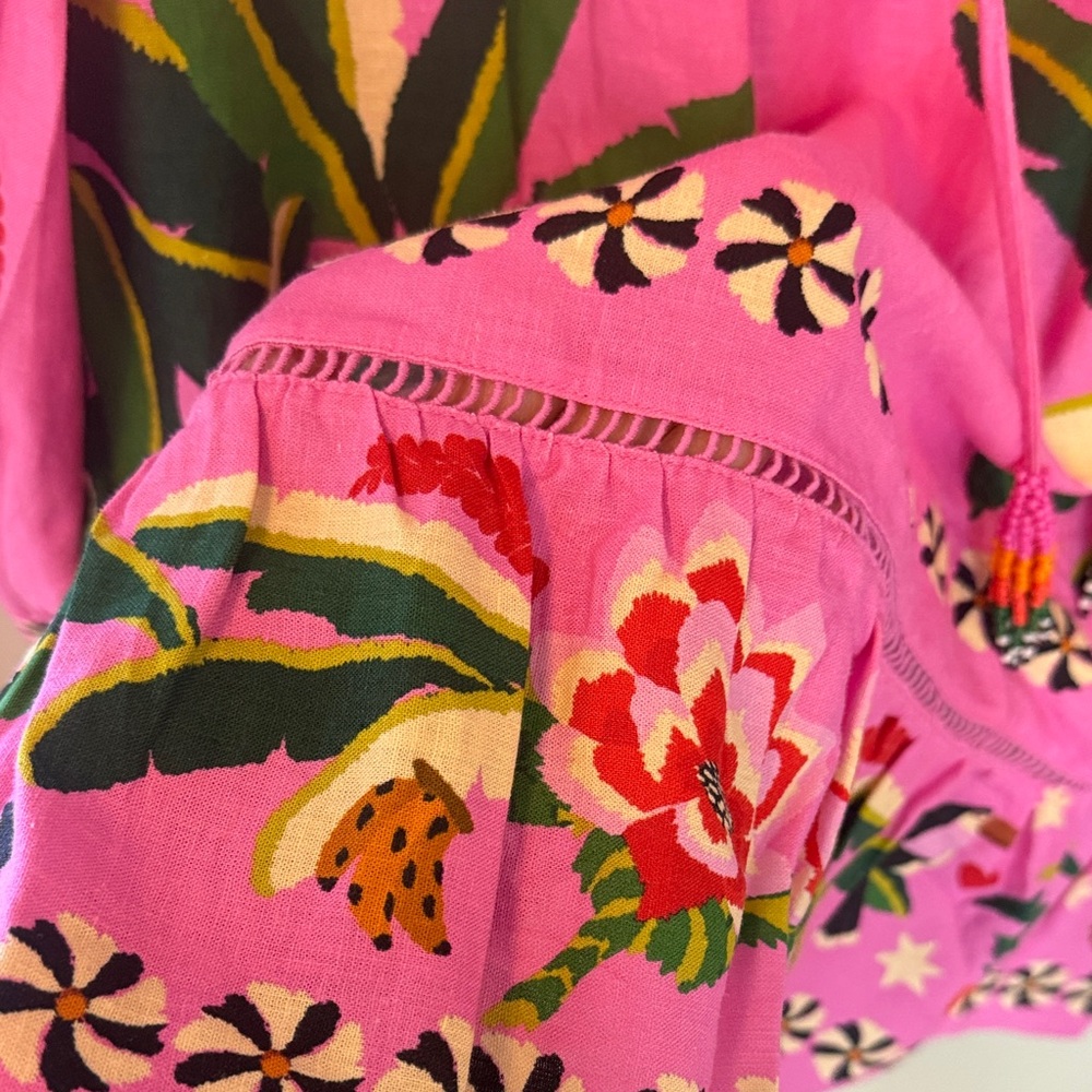 FARM Rio Pink Tropical Embroidered Long Sleeve Mini Dress - Picture 7 of 11
